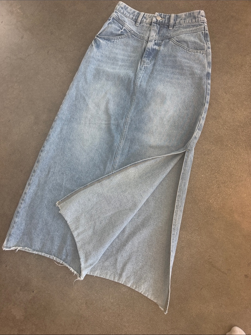 12th Tribe Light Blue Denim Maxi Skirt - Picture 3 of 5